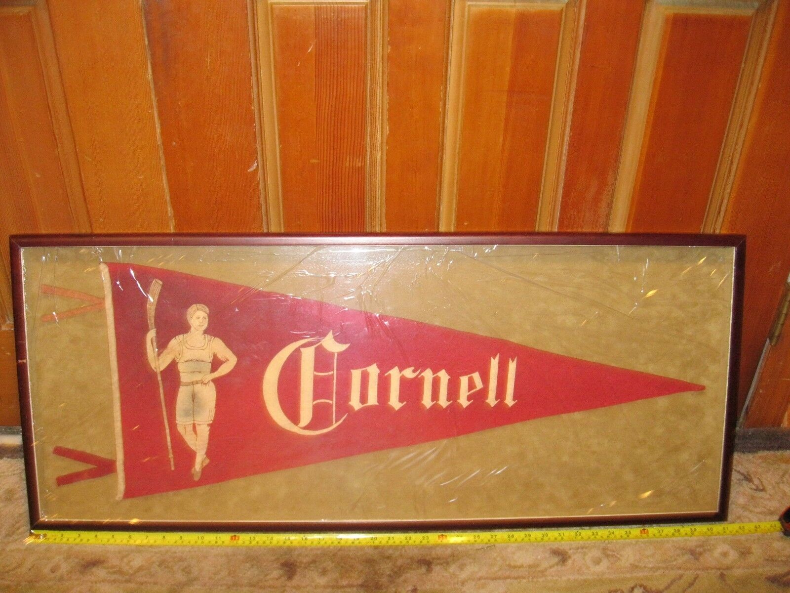 Early 1900\'s Vintage Cornell University Pennant Framed 