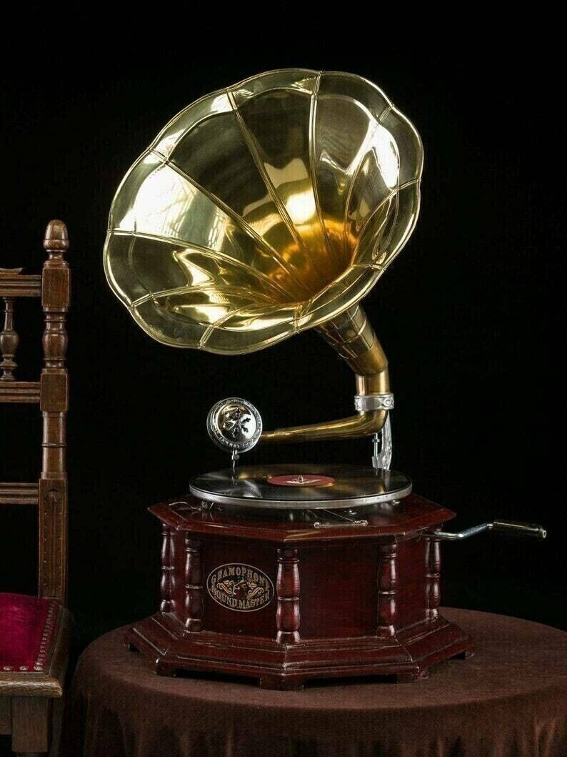 Antique Working Gramophone, Fully Functional Phonograph, win-up record player