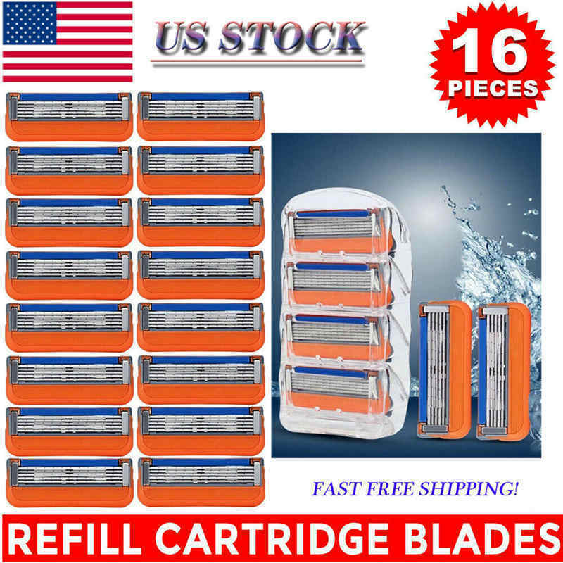 New 16PCS for Gillette Fusion 5-Layer Men's Razor Blade Refills Orange