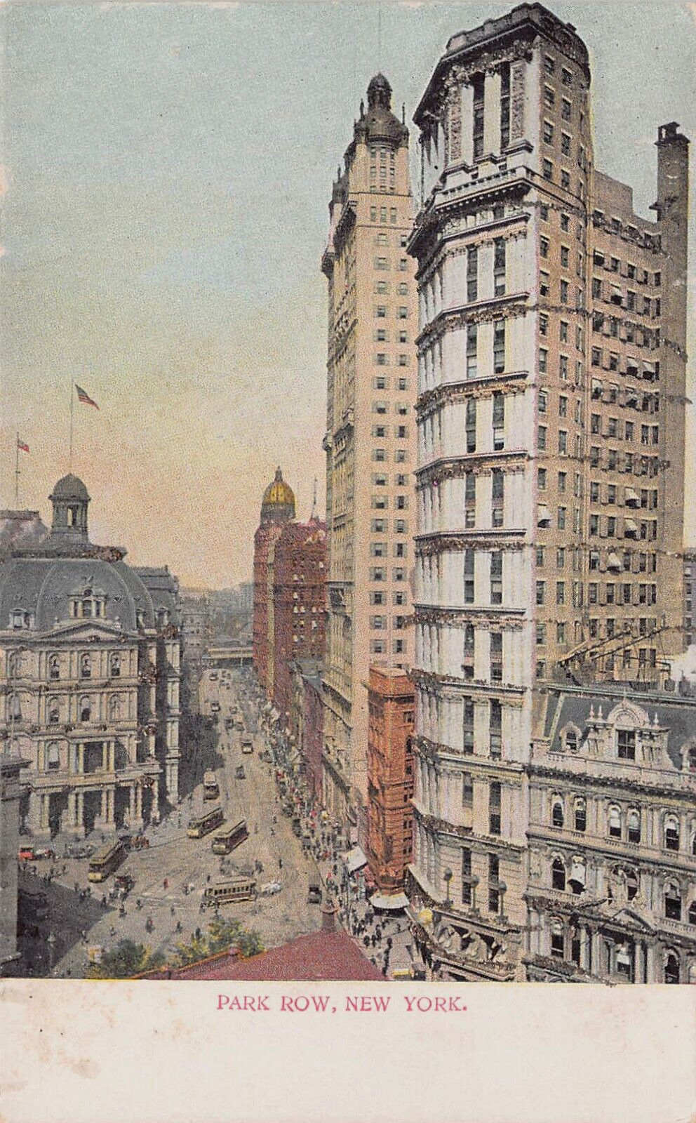 Park Row, Manhattan, New York City, N.Y., Very Early Postcard, Unused