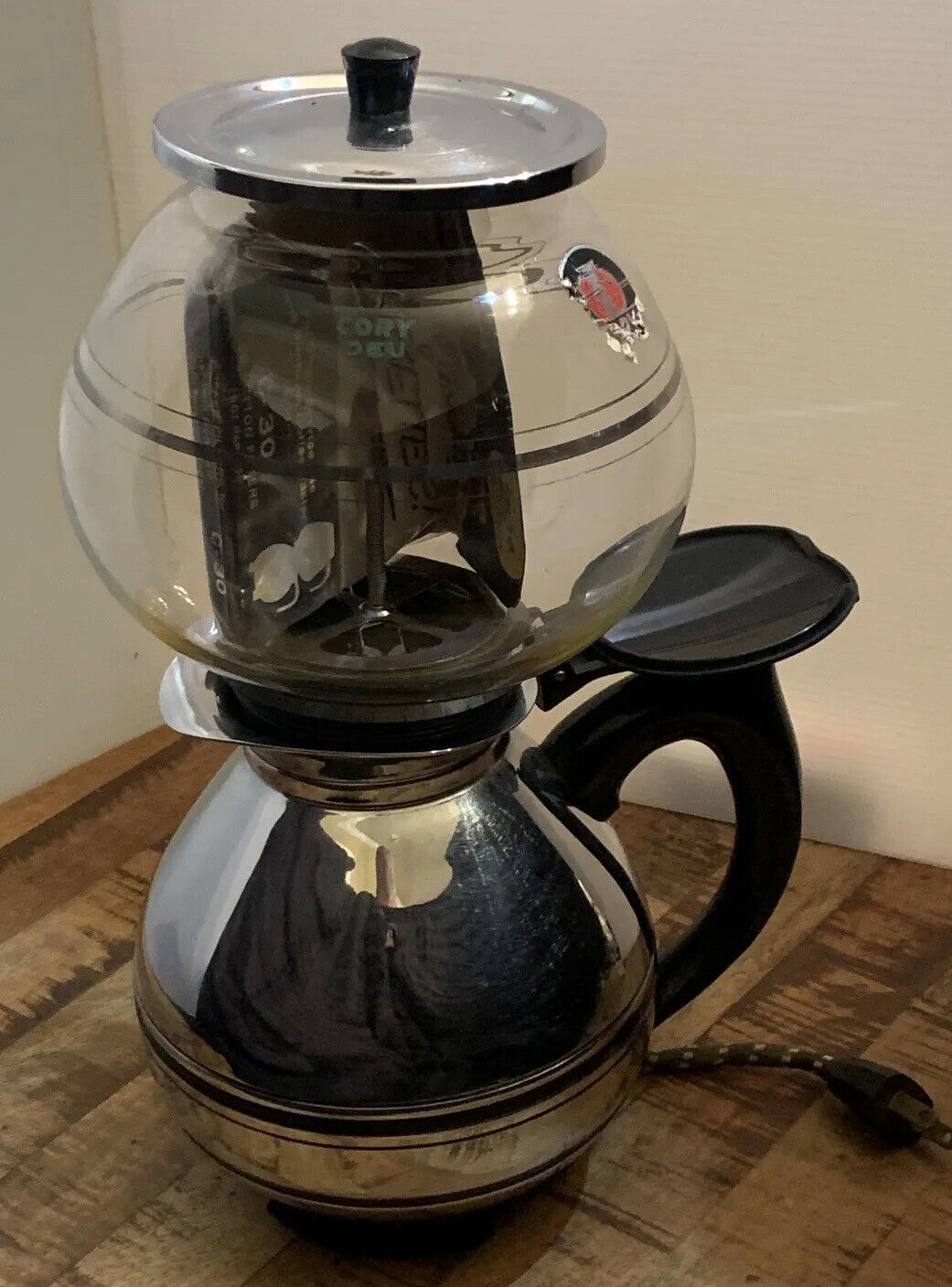 Vintage Cory Glass Vacuum Coffee Brewer Percolator Mid Century Retro USA