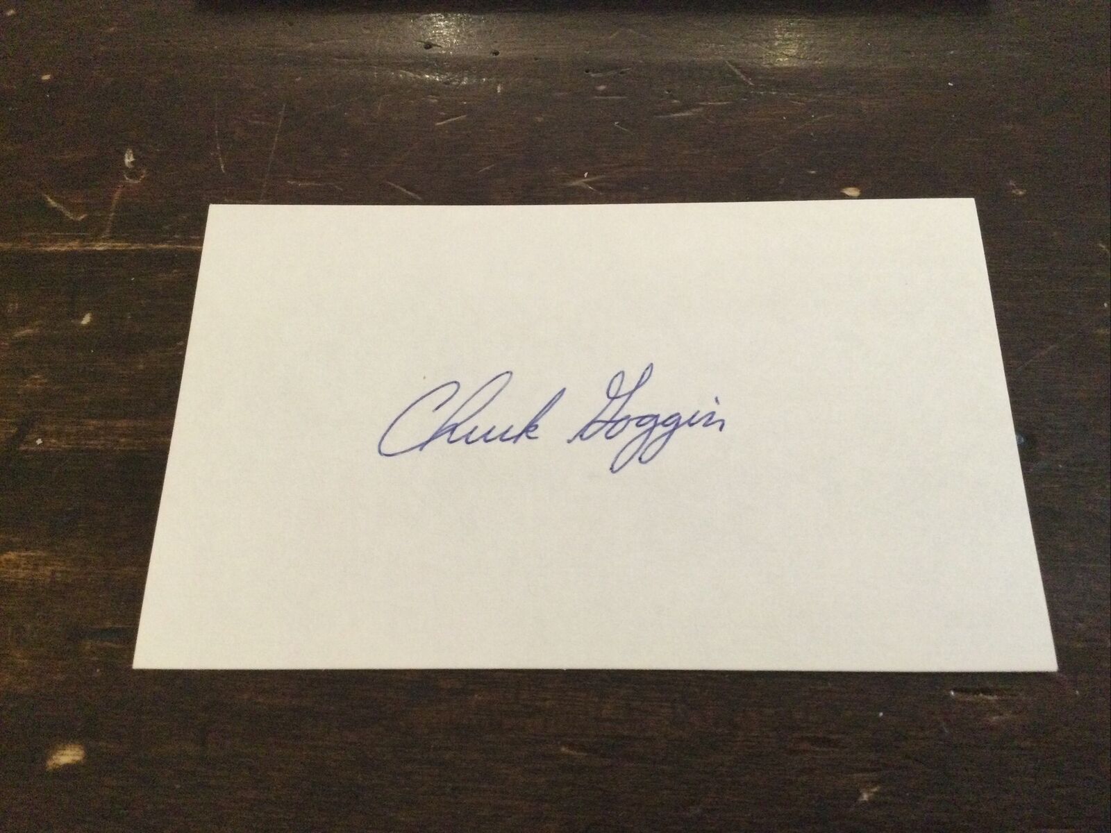 Chuck Goggin signed autograph auto 3x5 index card Baseball Debut 1972