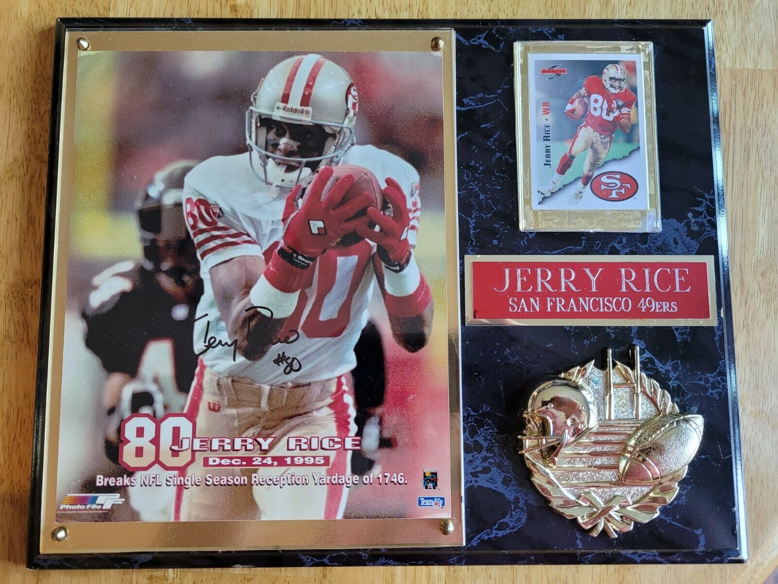 Jerry Rice Autographed plaque W/COA 8x10 