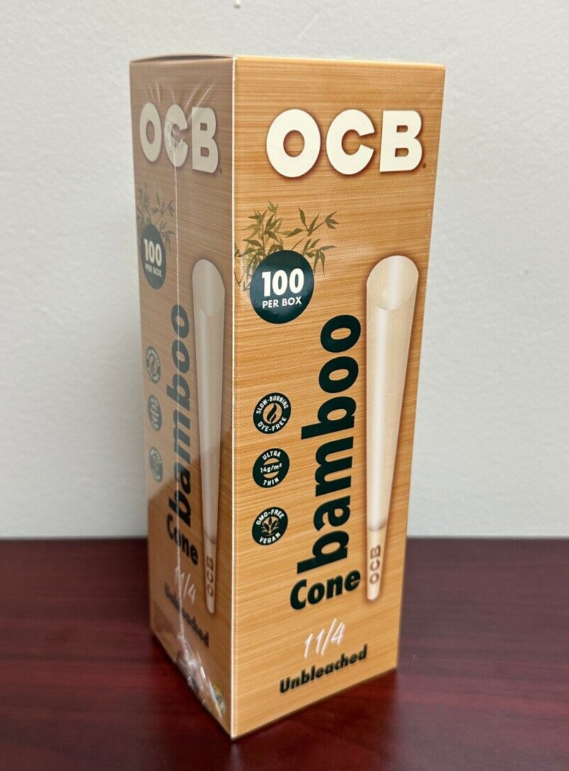 OCB Bamboo 1 1/4~Pre-rolled Cones~100 Count Mini Tower~NEW