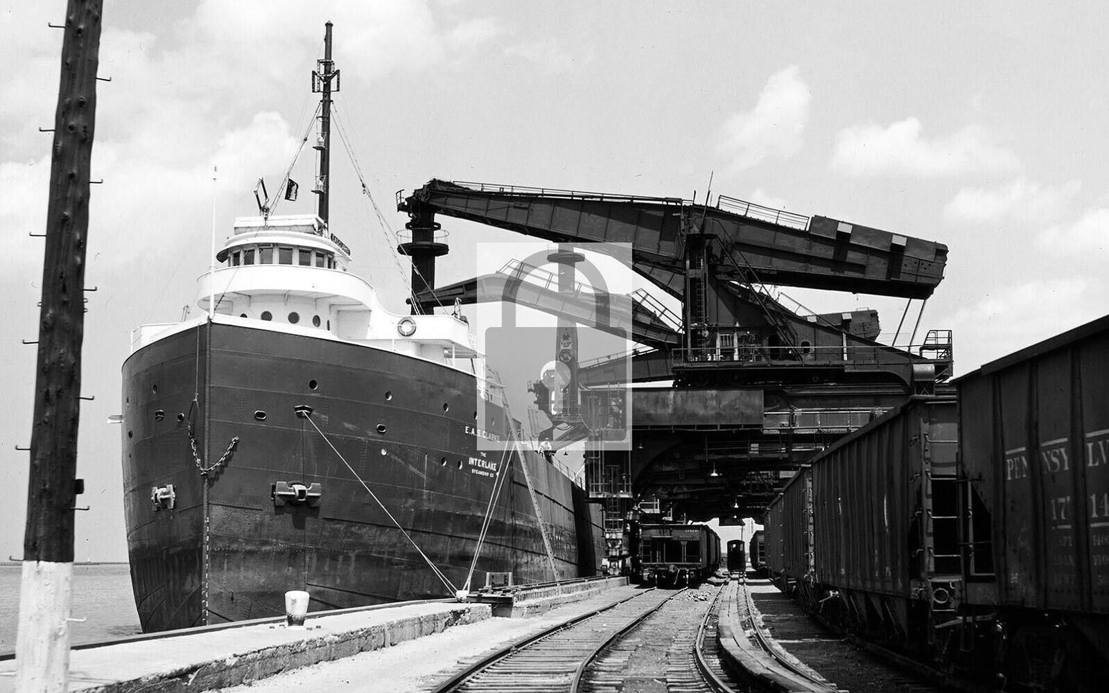 Pennsylvania Railroad Train Ore Docks Cleveland Ohio OH Reprint Postcard