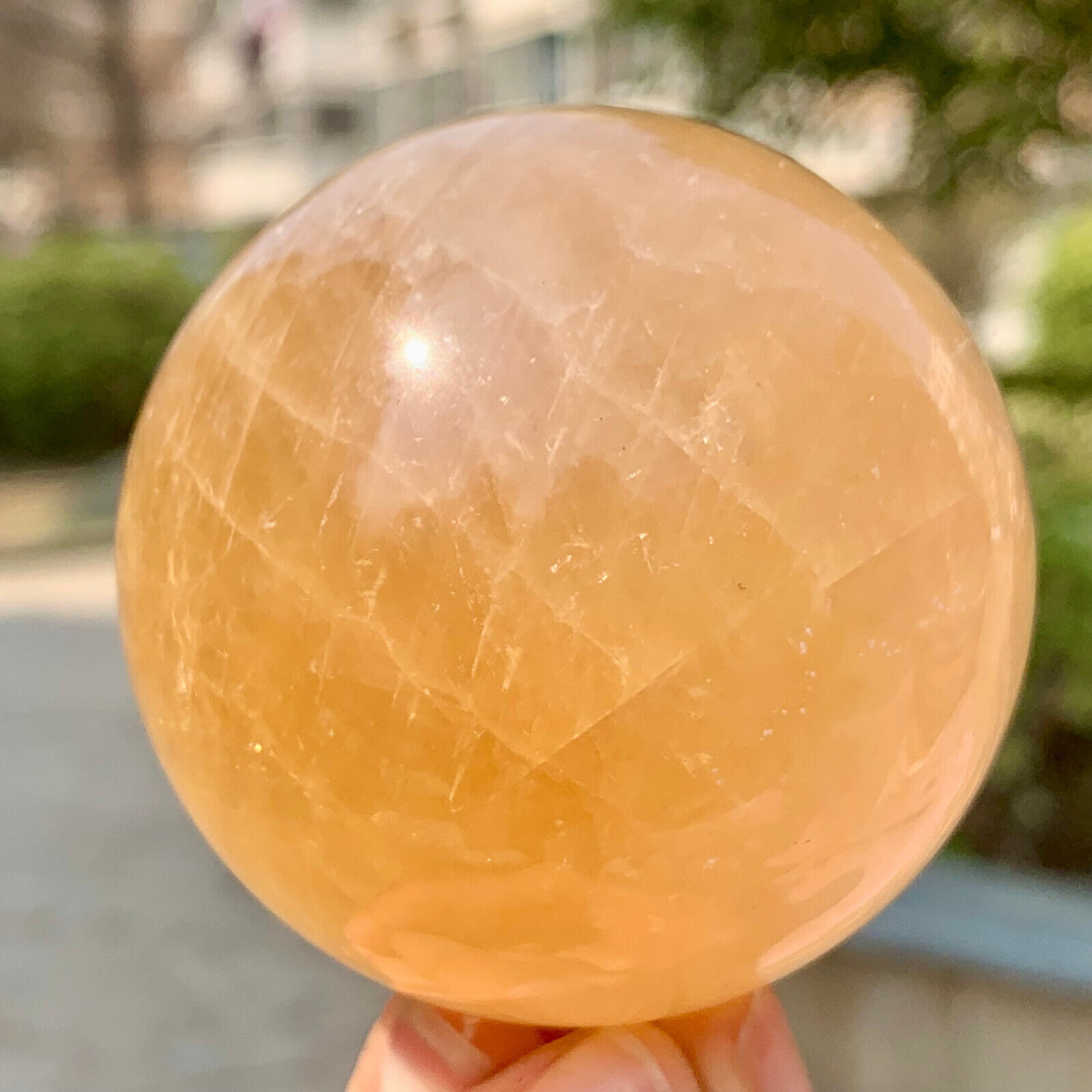 325G Natural High Quality Crystal Yellow Ice Ball Reiki Cures Craft