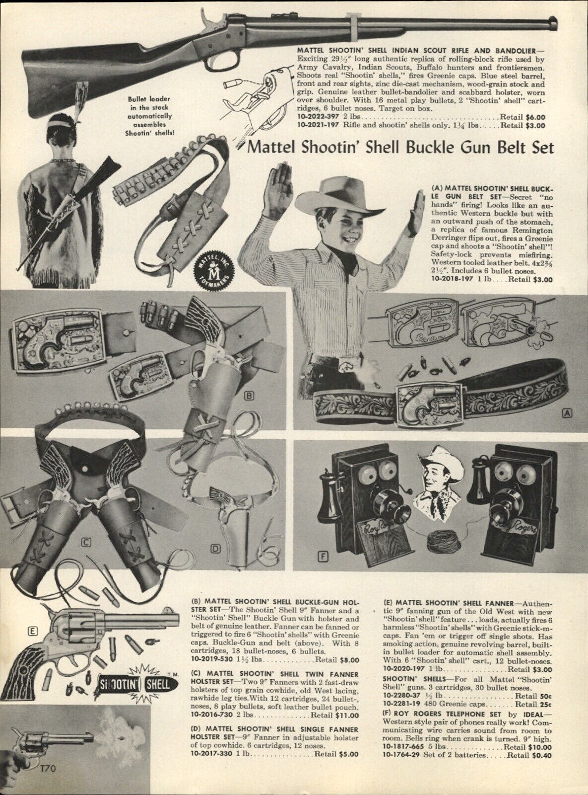 1960 PAPER AD 3 PG Mattel Shootin\' Shell Holster Rifle Fanner 50 Palomino Pal 