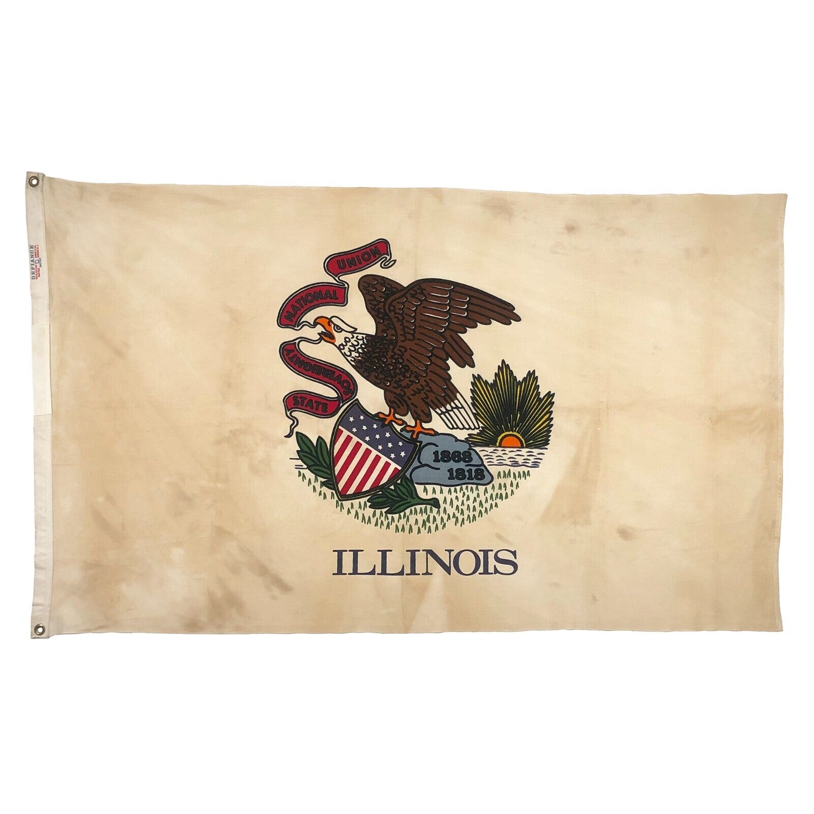 Vintage Cotton Illinois American State Flag Cloth USA Eagle Chicago Distressed