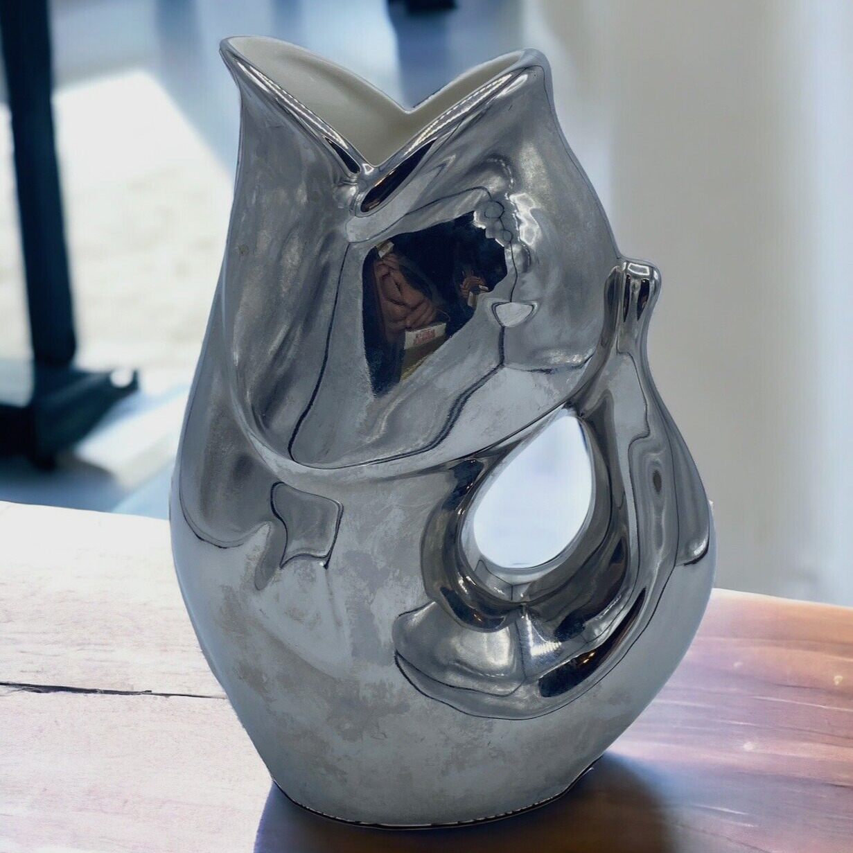 GurglePot Silver Ceramic Decanter 9 3/8\