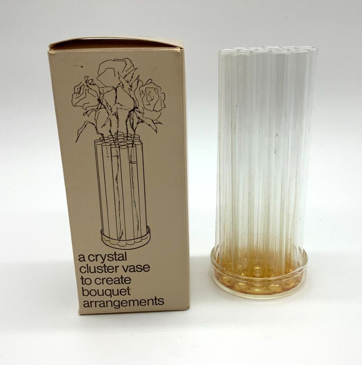 GEORG JENSEN “The Flower Put” Crystal Cluster Vase Vintage 1972