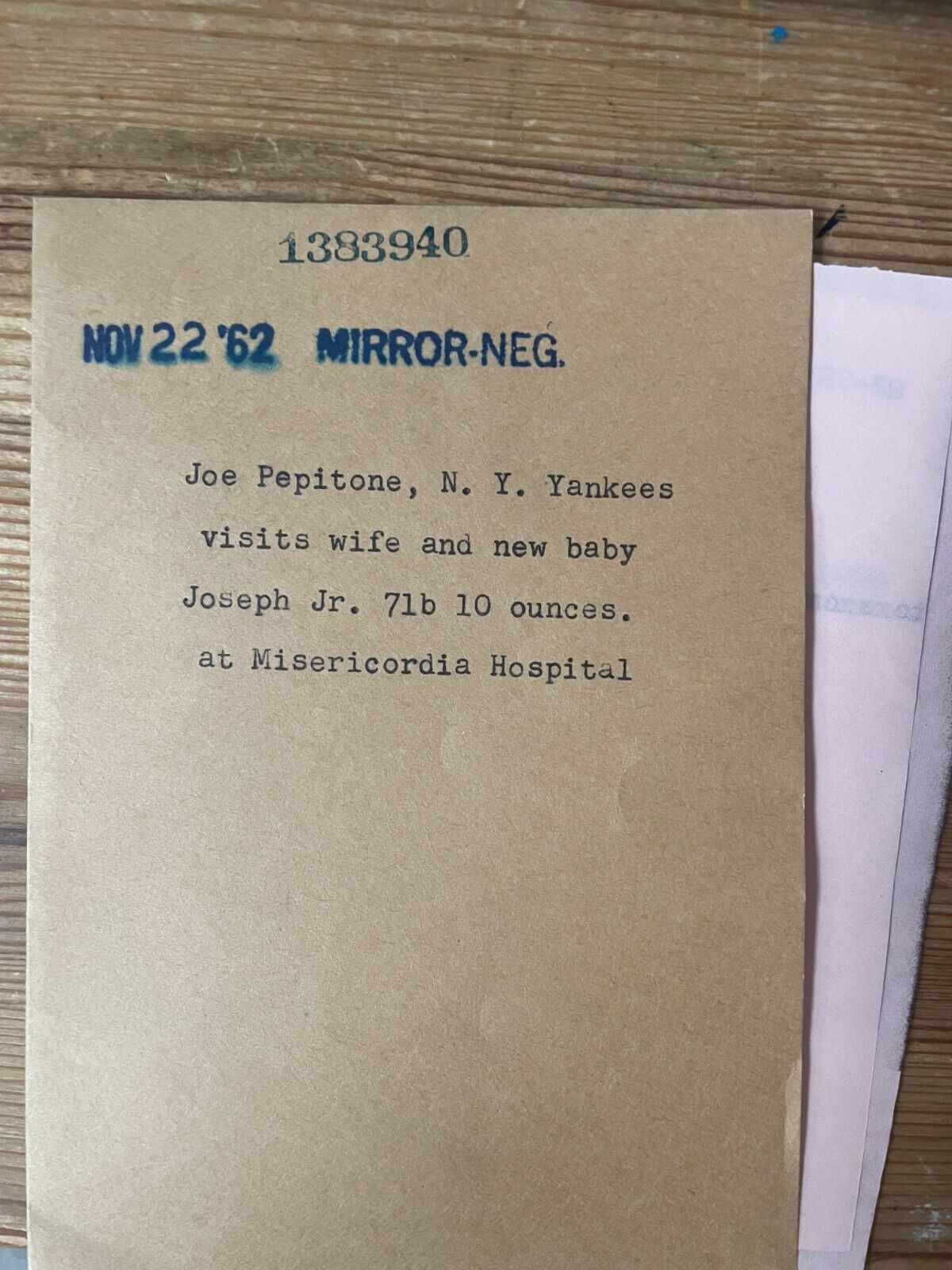 KFM10-743 JOE PEPITONE 1962 LOT (2) 2 1/4\
