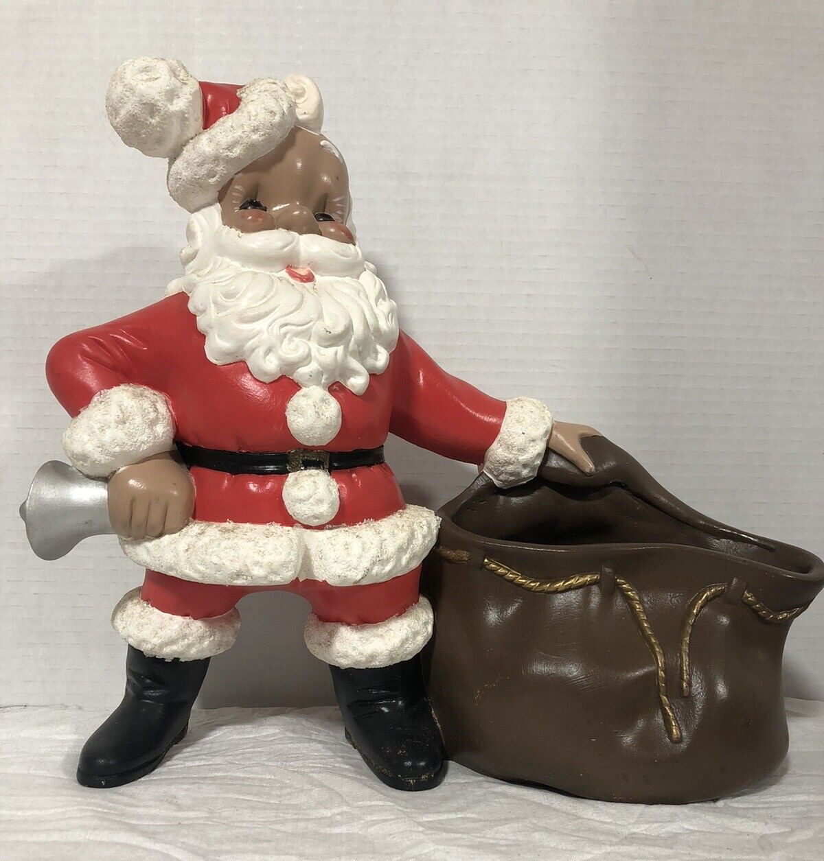 Vintage Santa Claus 1967 MCM Atlantic Mold  Toy Bag Bell Christmas