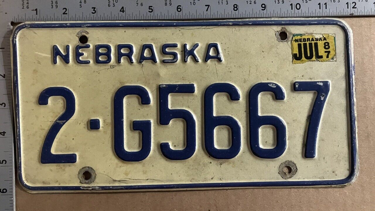 1984 Nebraska license plate 2-G5667 YOM DMV clear Ford Chevy Dodge 8042