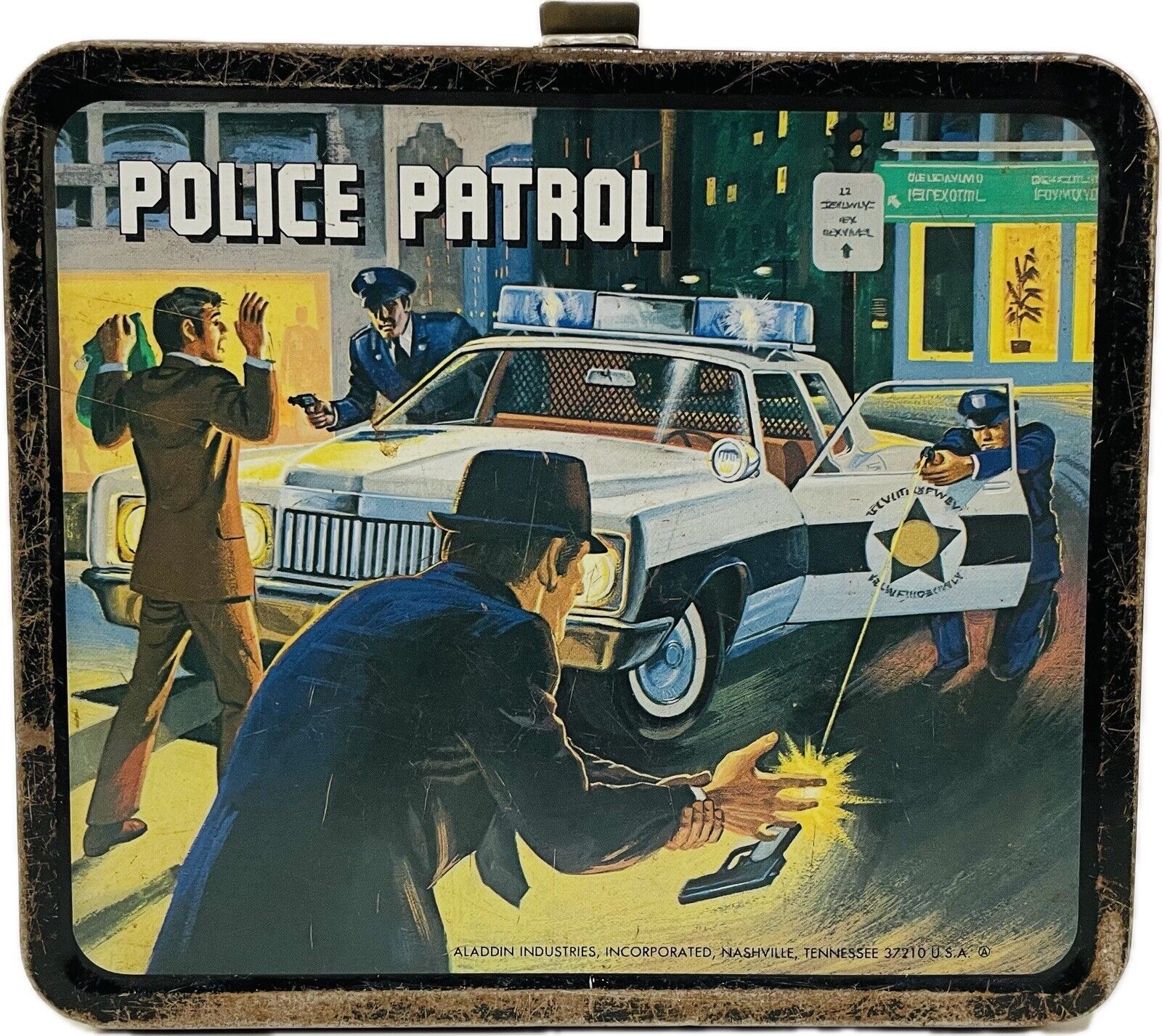 Vintage 1978 Police Patrol Collectible Metal Lunchbox Aladdin  No Thermos