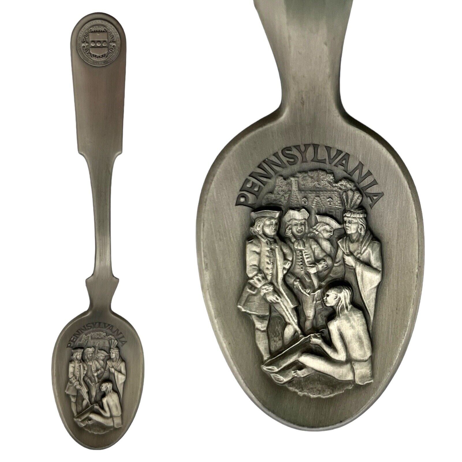 VTG 1975 Franklin Mint American Colonies Decorative Spoon PENNSYLVANIA Pewter
