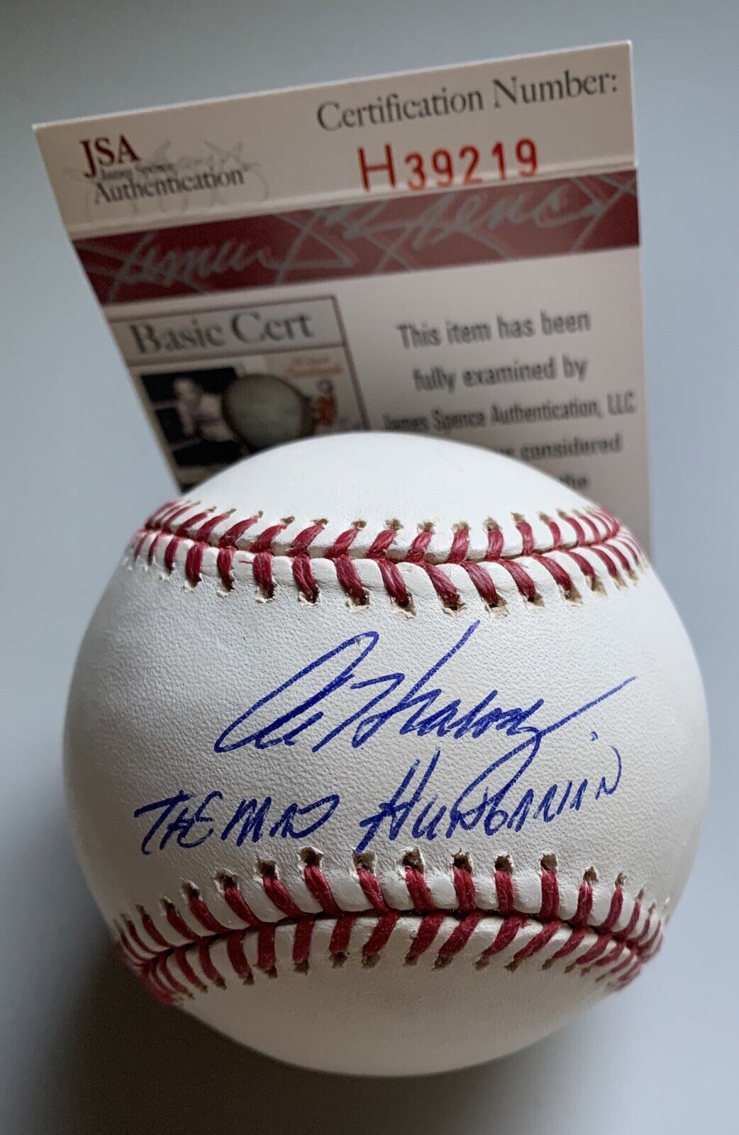 Al Hrabosky “ The Mad Hungarian” Signed Official Major League Baseball JSA