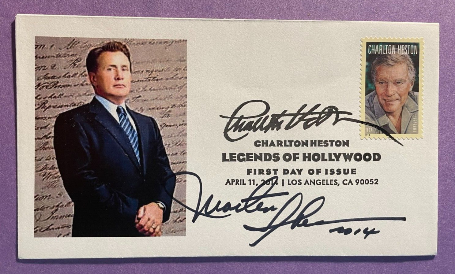 SIGNED MARTIN SHEEN FDC AUTOGRAPHED FIRST DAY COVER - THE WEST WING