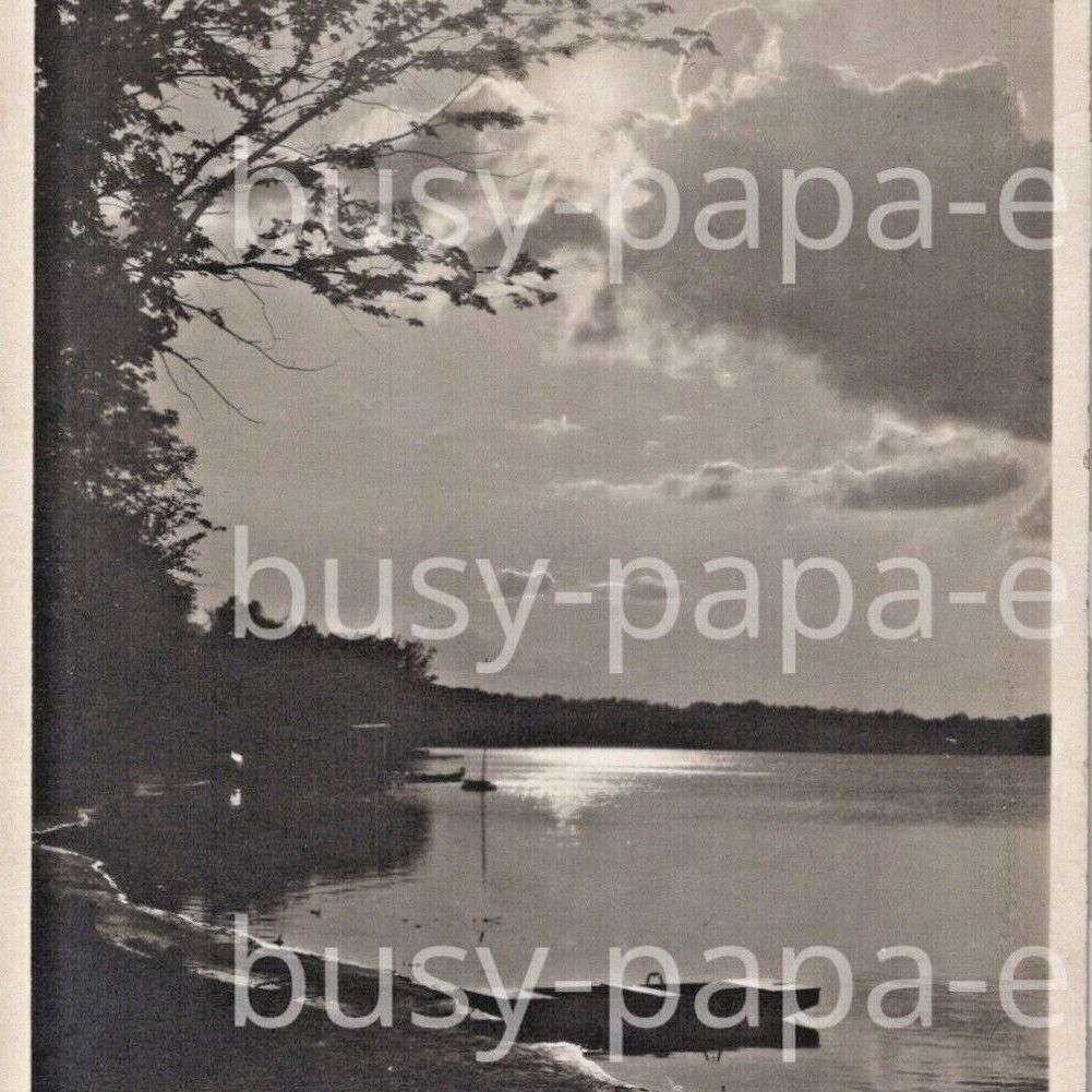 Vintage 1908 RPPC Evening Sleepy Eye Lake Boat Minnesota Postcard