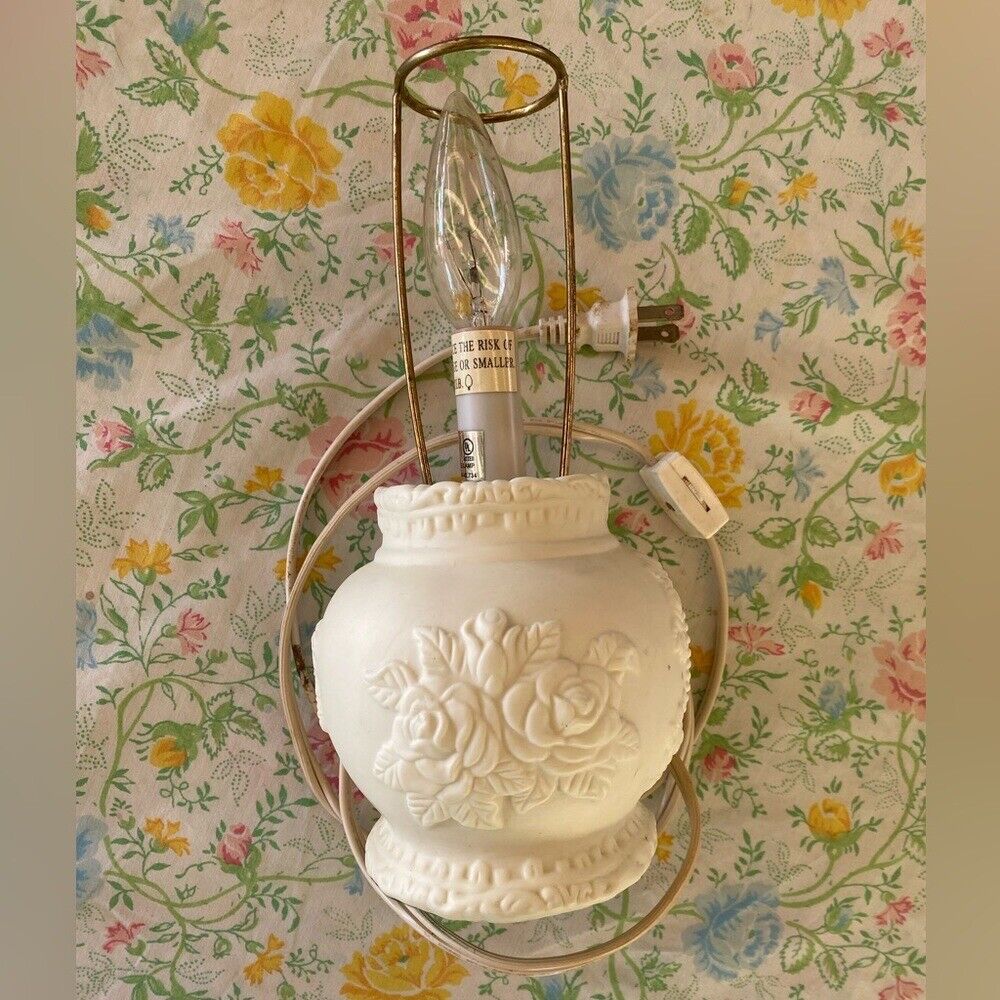 Vintage Ivory Porcelain Electric Table Lamp