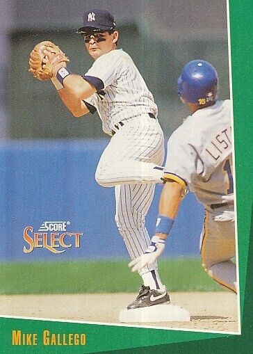 #220 NEW YORK YANKEES # MIKE GALLEGO - IF # BASEBALL CARD SCORE SELECT MLB 1992