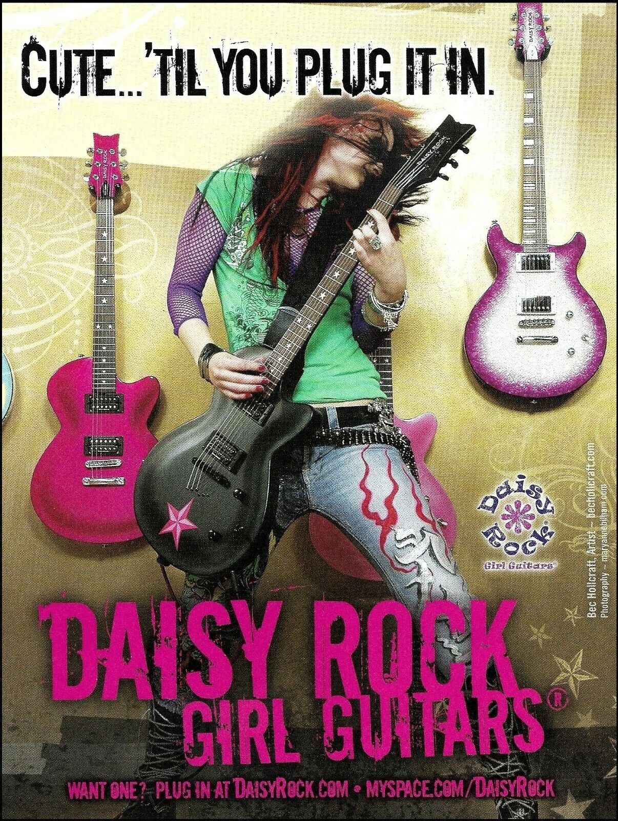  Daisy Rock Girl Guitars 2006 ad 8 x 11 pink black guitar advertisement print