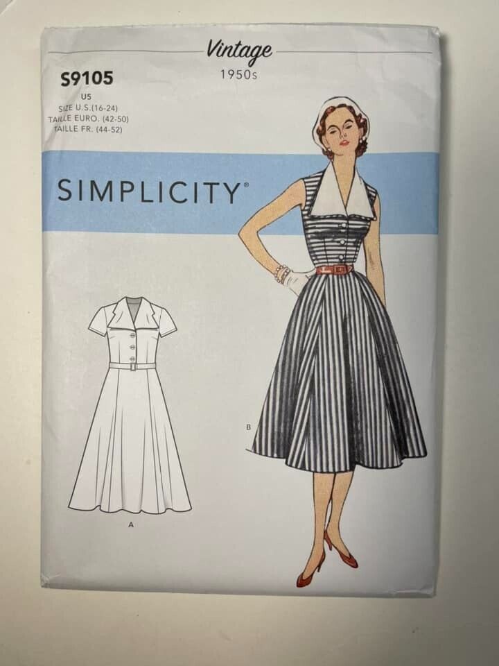 Simplicity 9105 Vintage Retro 1950s Dress Sewing Pattern Sz 16-24