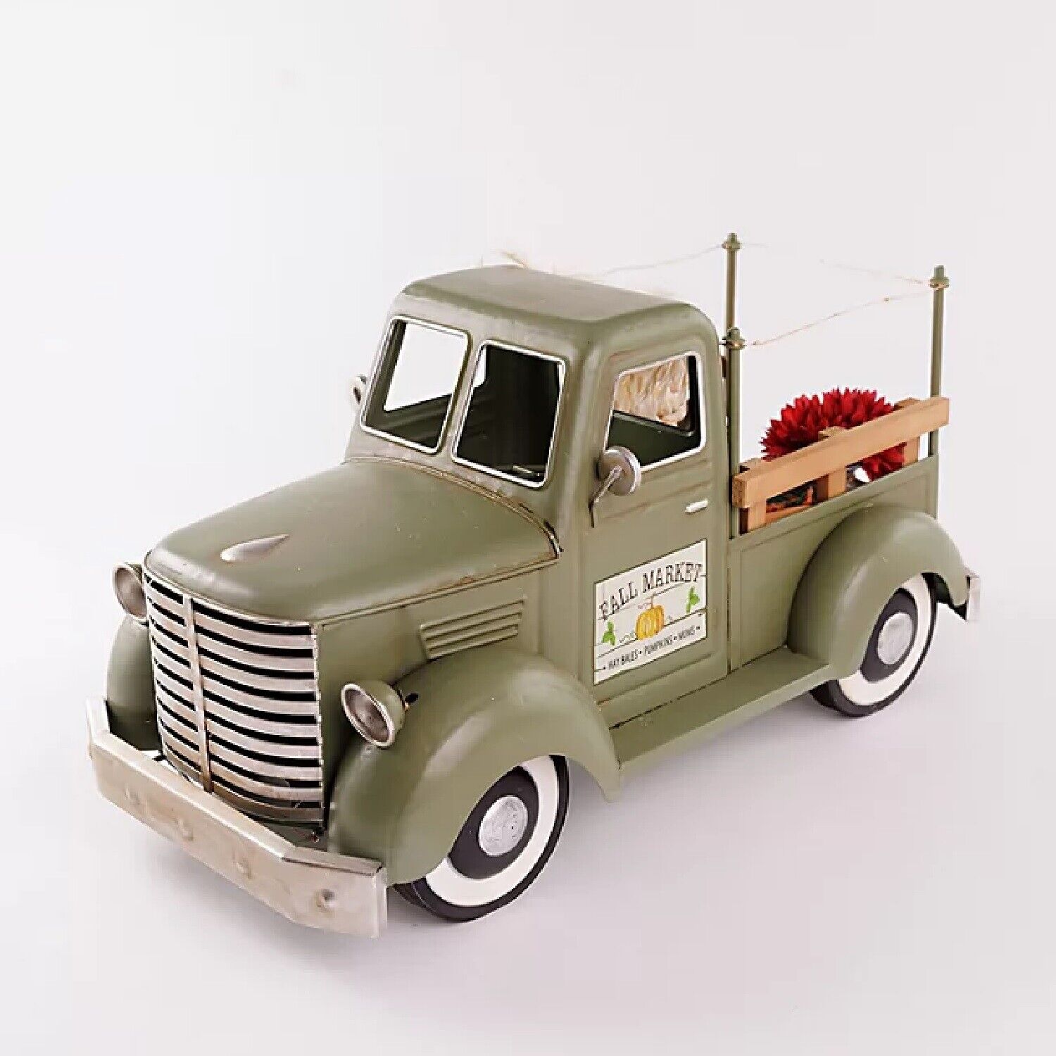 Pre-Lit Decorative Vintage Harvest Truck - Green