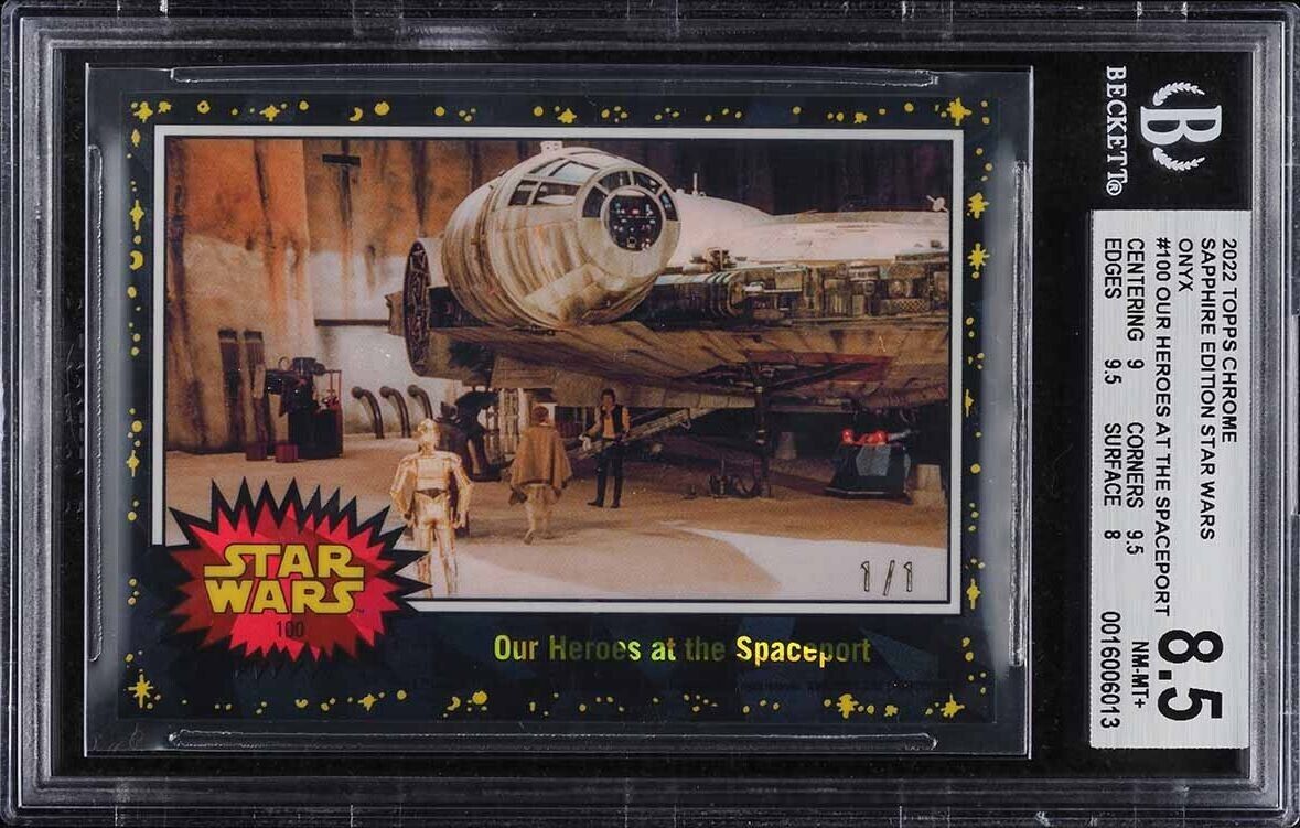 2022 Star Wars Sapphire #100 Our Heroes at the Spaceport ONYX 1/1 BGS 8.5