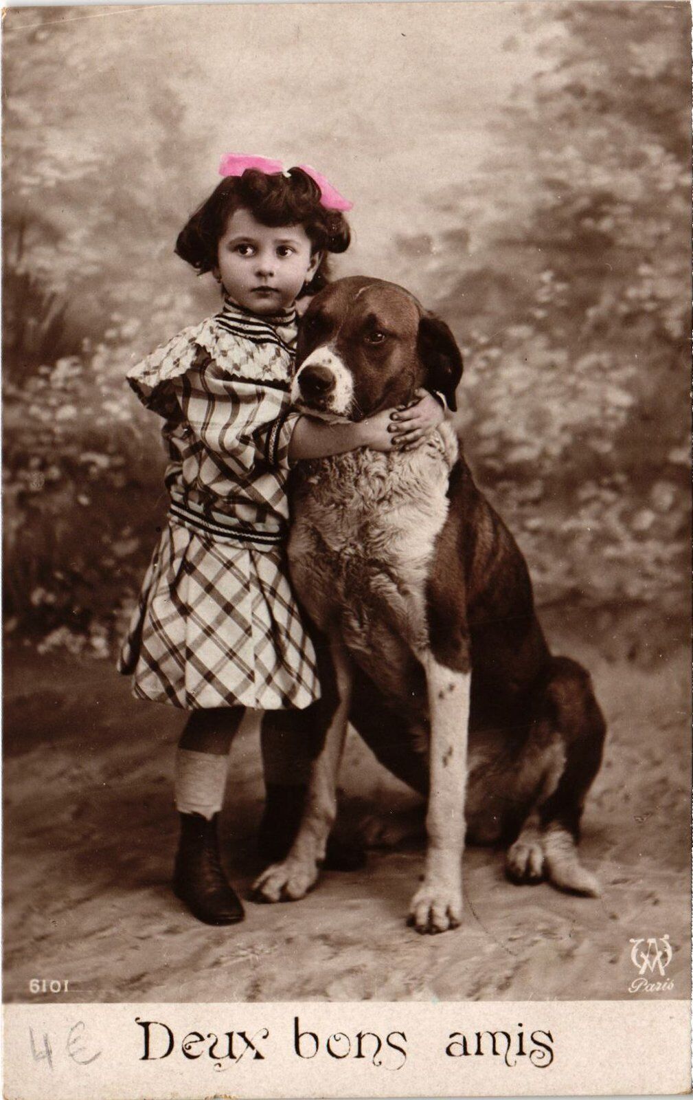 CPA AK Girl with a Big Dog DOGS (1387927)