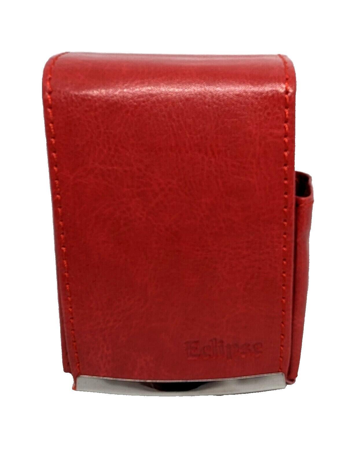 Eclipse Red PU Leather Wrapped Full Flap Kings Size Cigarette Pack Holder