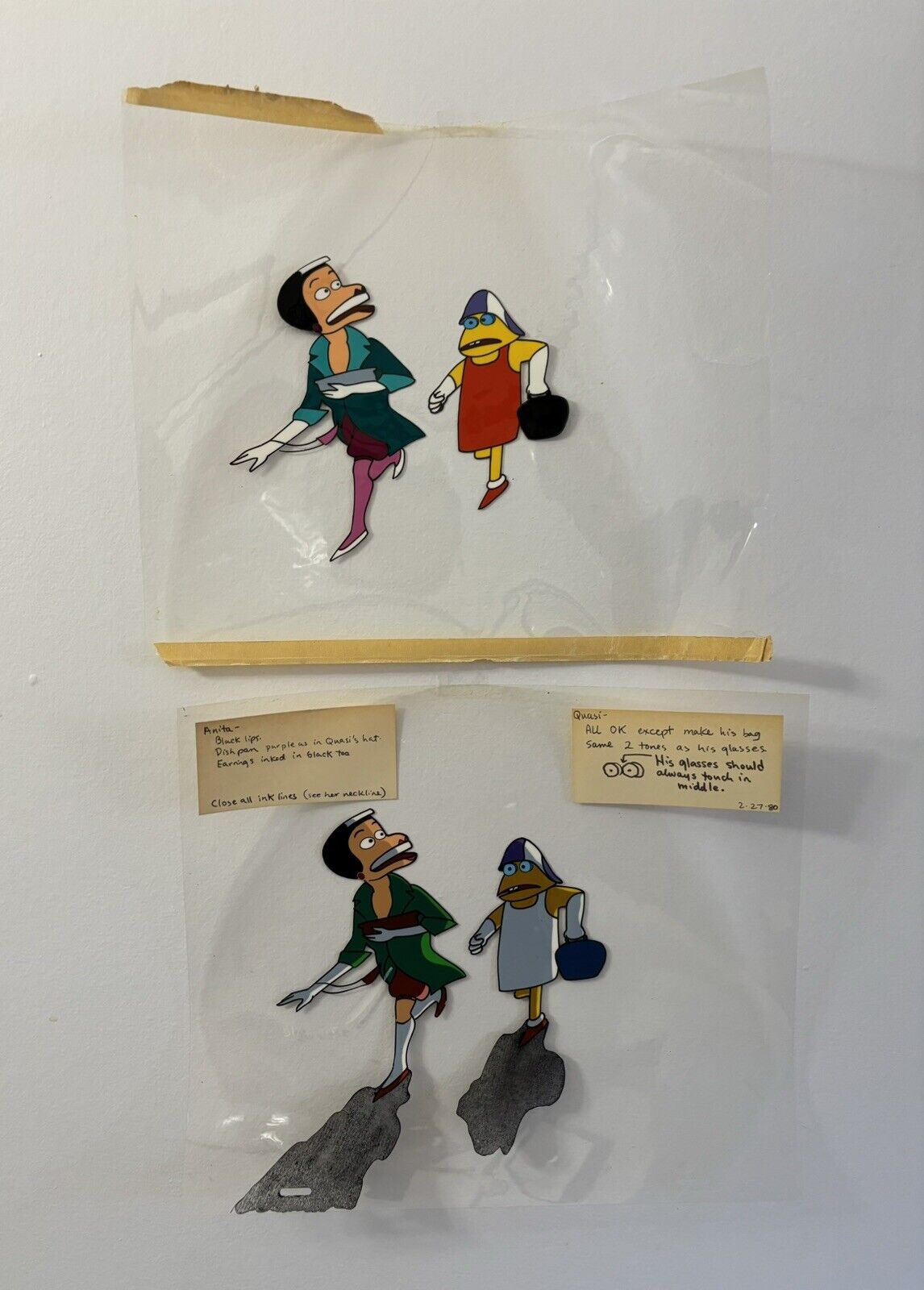 2 Vintage Sally Cruikshank Hand-Painted Quasi at the Quackadero Animation Cels