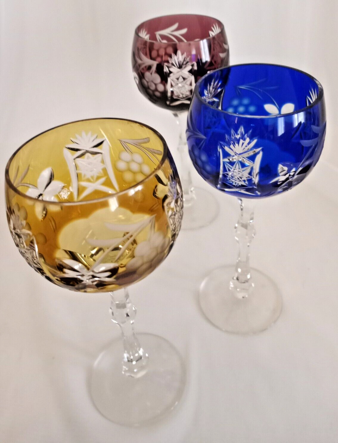 Vintage Bohemian Crystal Wine Glasses - Imperlux Crystal -Set of 3