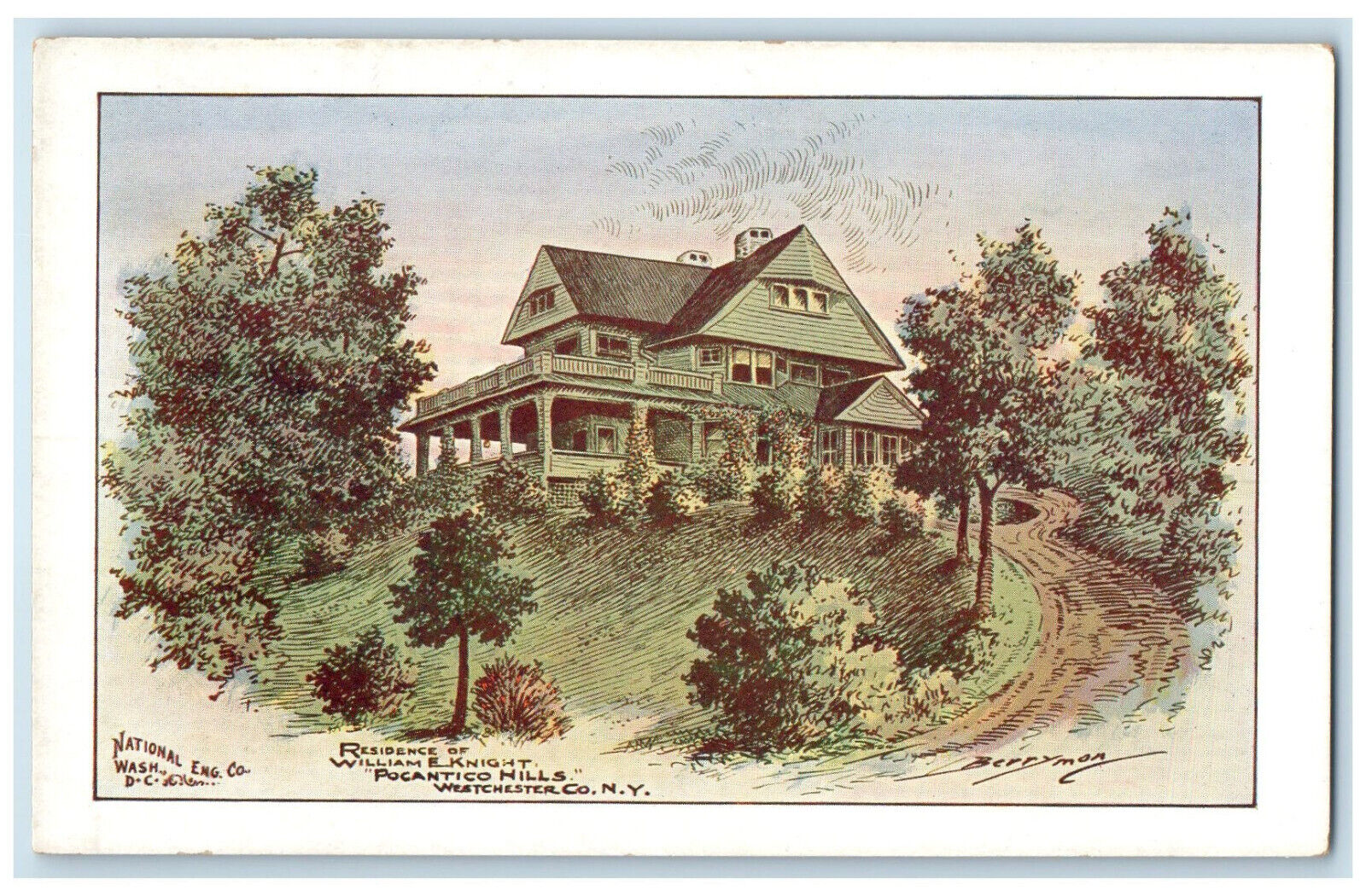 c1930's Residence of William E. Knight Pocantico Hills Westchester NY Postcard