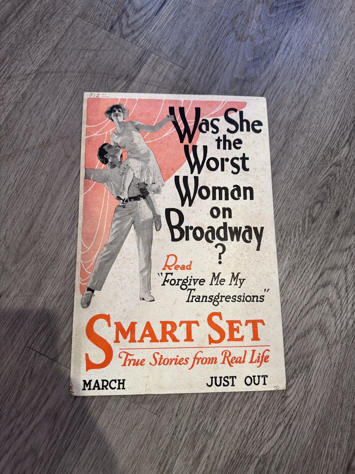 SMART SET MAGAZINE MARCH 1927 STORE DISPLAY POSTER  HENRY CLIVE FLAPPER COVER
