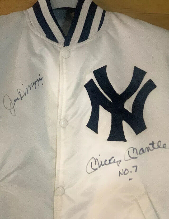 Mickey Mantle & Joe DiMaggio Autographed NY Yankees Jacket In Beautiful Blue Ink