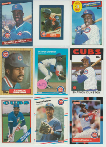 Huge 50 + SHAWON DUNSTON different cards lot 1985 - 1994 Cubs Pirates