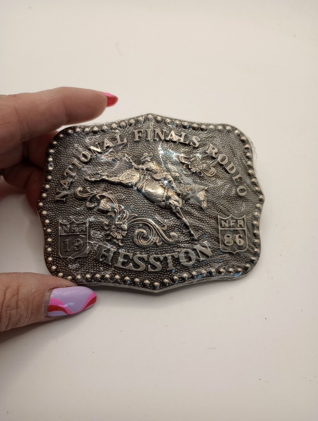 Rare Fred Fellows VTG Hesston National Finals Rodeo Buckle 4th Edition Sealed 
