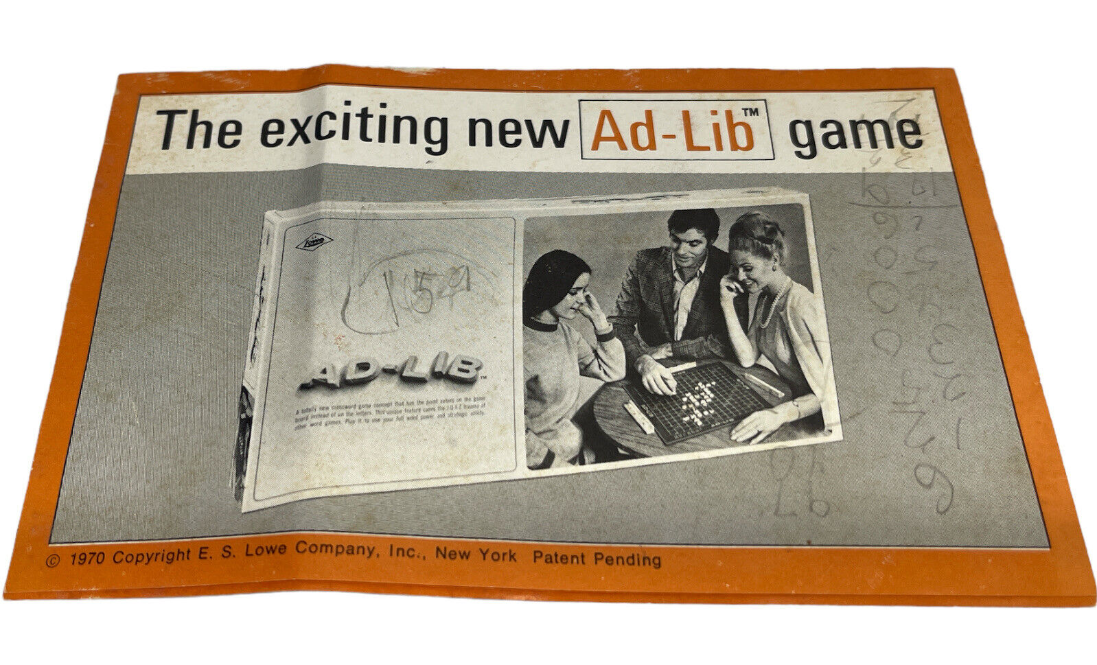 Rare Vintage Original 1970 ES Lowe NY AD-LIB Game Introduction Purchase Coupon