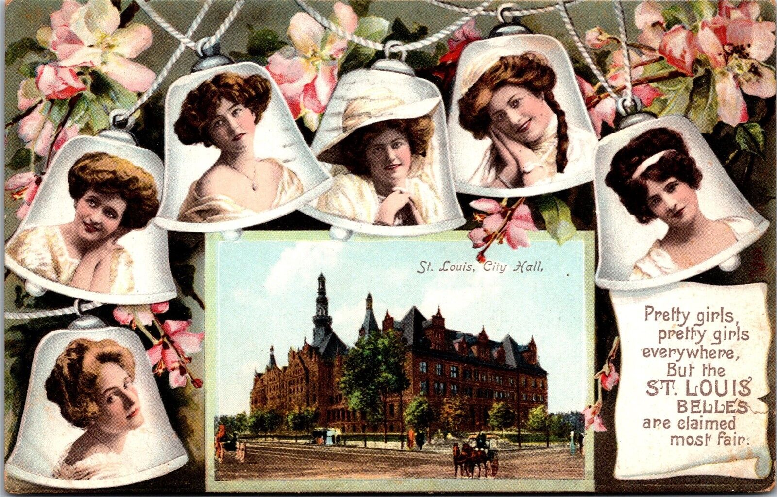 Vtg St Louis Missouri MO City Hall Our Belles 1910s Raphael Tuck Postcard
