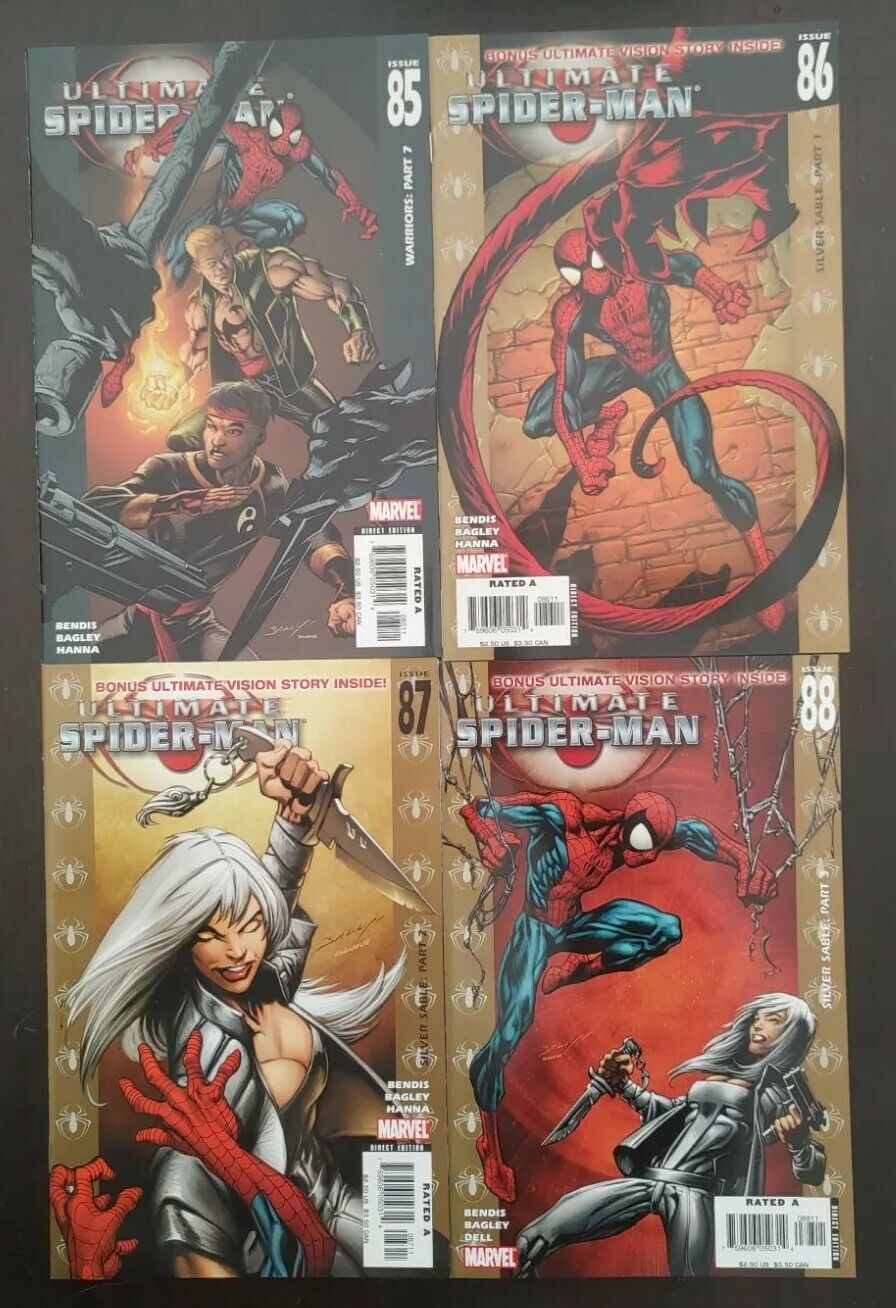 Run Of 4 2005-06 Ultimate Spider-Man Comics #85-88 VF/NM Bagged And Boarded