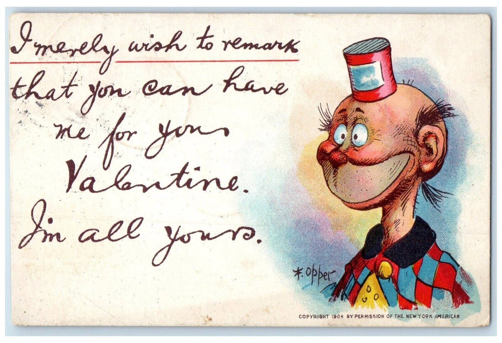 c1910's Valentine I'm All Yours Opper Embossed Tuck's Exeter NH Postcard