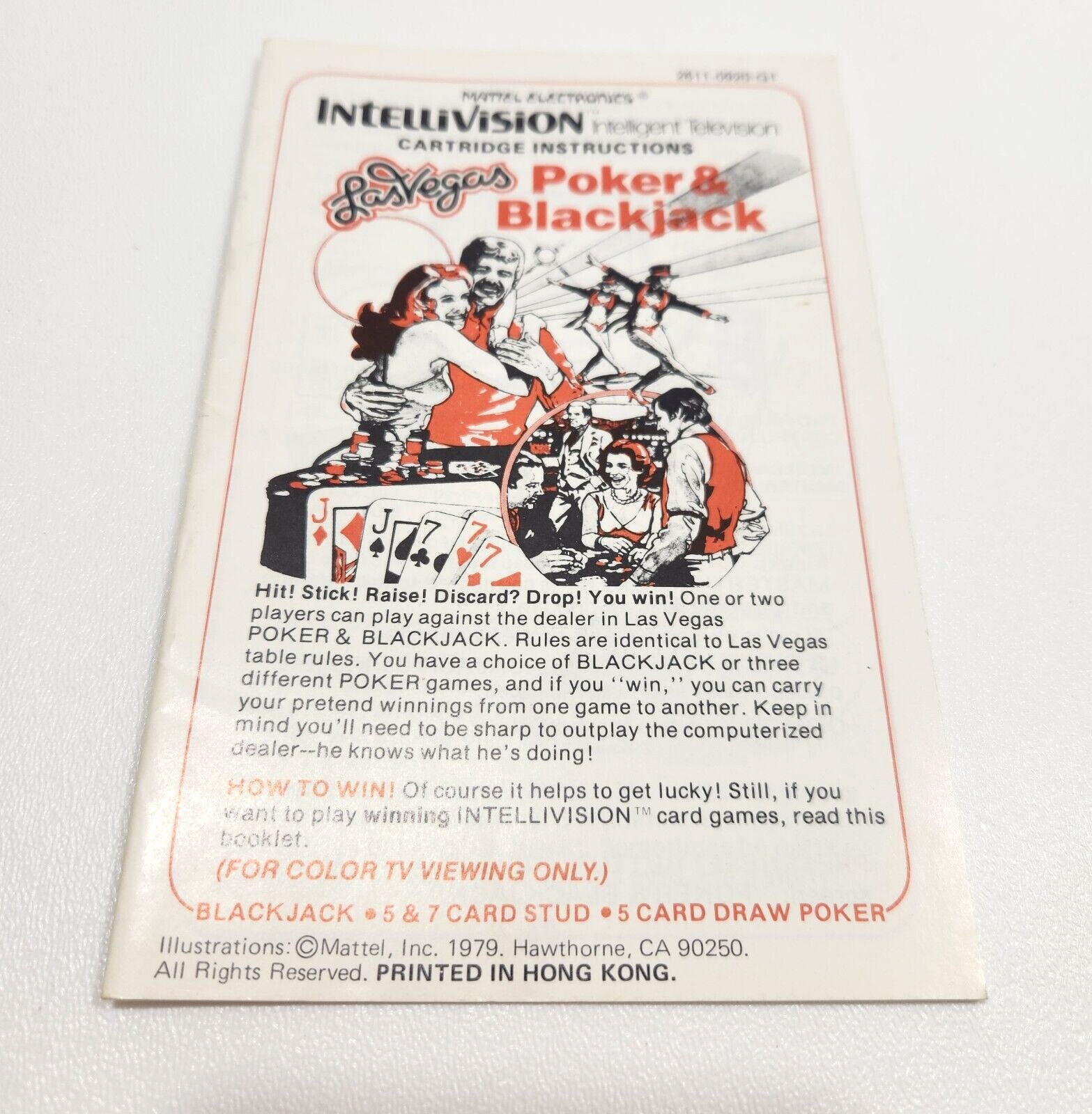 Vtg 1970s Mattel Intellivision Las Vegas Poker Blackjack Cartridge Instructions