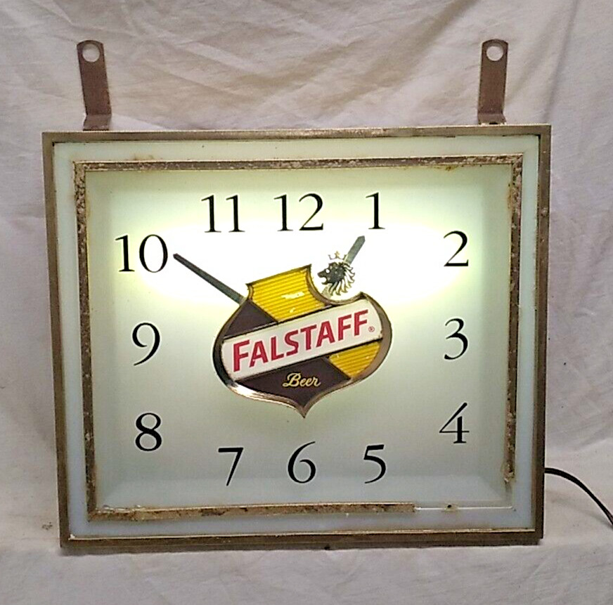Falstaff Brewing Company Beer Lighted Clock Advertising Sign C-71 13 x 11