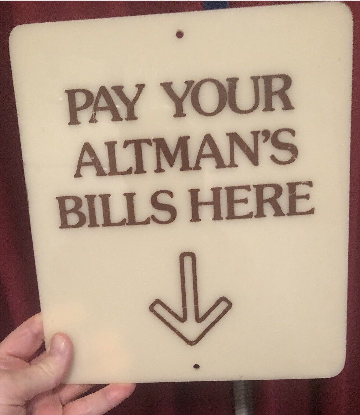 B. Altman Department Store NYC Pay Your Altman’s Bill Here Sign 10” x 9” x 1/8”
