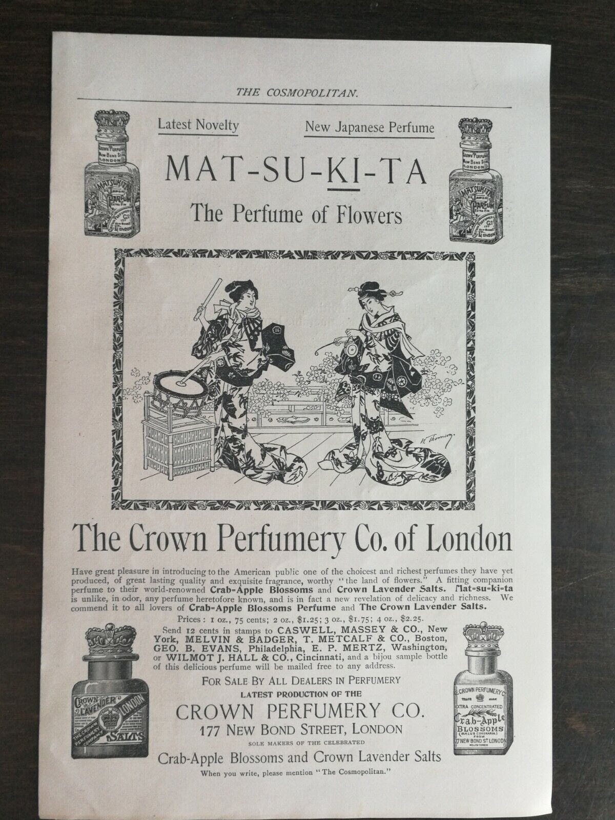 Vintage 1895 MAT-SU-KI-TA The Perfume of Flowers Full Page Original Ad 1021