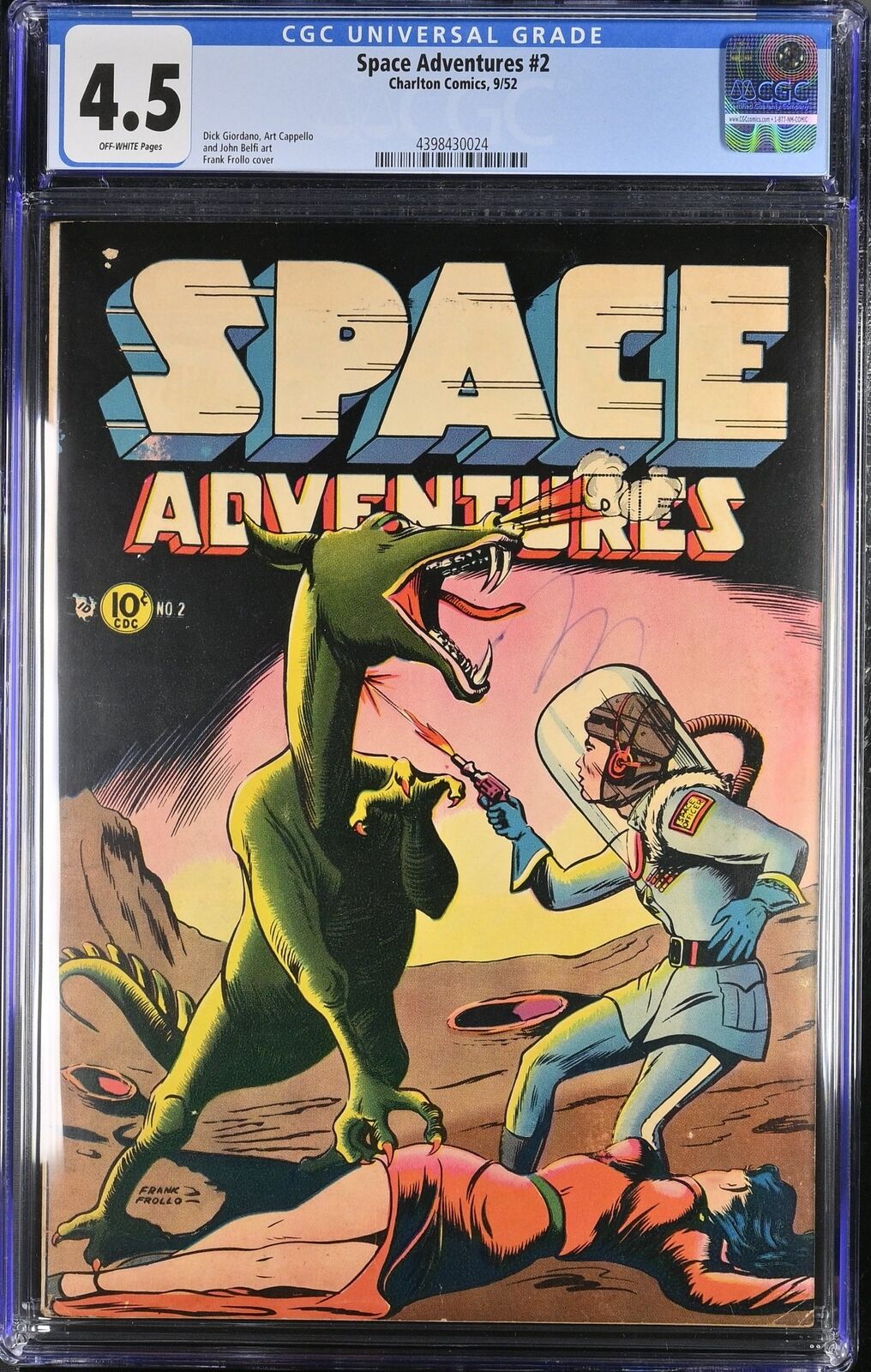 Space Adventures #2 CGC VG+ 4.5 Off White Classic Frank Grollo Cover and Art