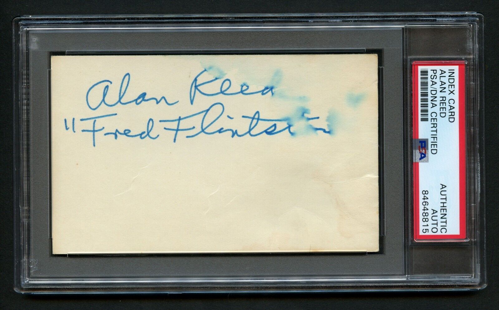 Alan Reed SMEARED signed autograph Vintage 3x5 Voice of Fred Flintstone PSA Slab