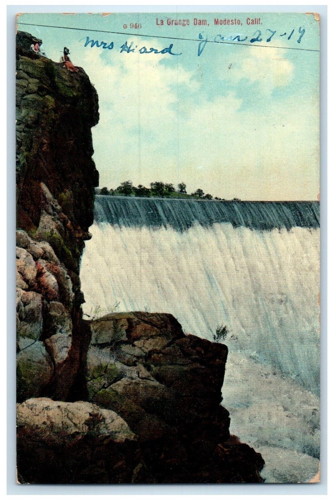 1919 Scenic View La Grange Dam Modesto California CA Vintage Antique Postcard
