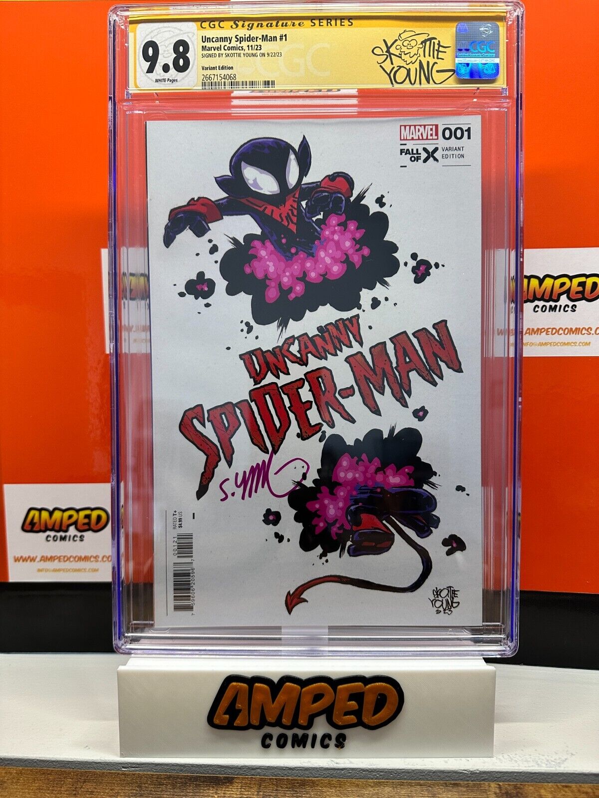 Uncanny Spider-Man #1 Young Variant CGC 9.8 Signed in PINK by Skottie Young