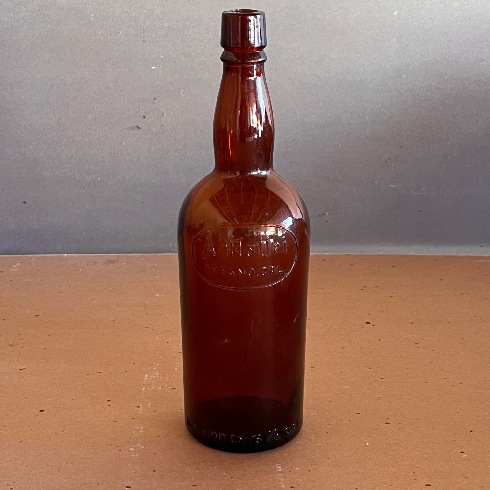 A. Mattei Vintage Antique Brown Wine Bottle 1/4 Gallon 